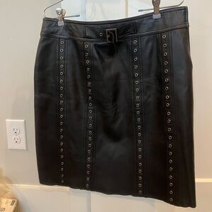 Danier Black Leather Skirt with Eyelet Detailing